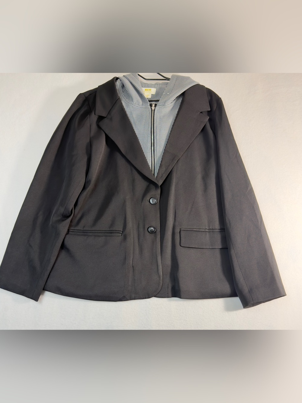 Maeve by Anthropologie Black Blazer with Houndstooth Hood Size XL